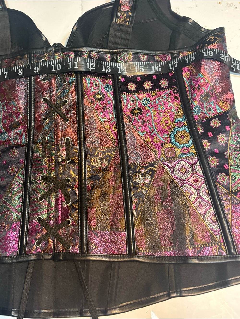 Victorian gothic Boho Jacquard Overbust Corset Top - Picture 13 of 14